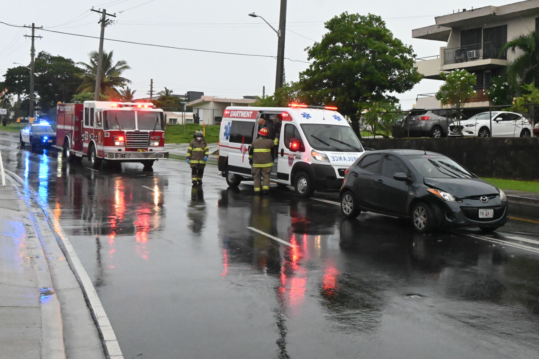 First responders get call to slippery crash site